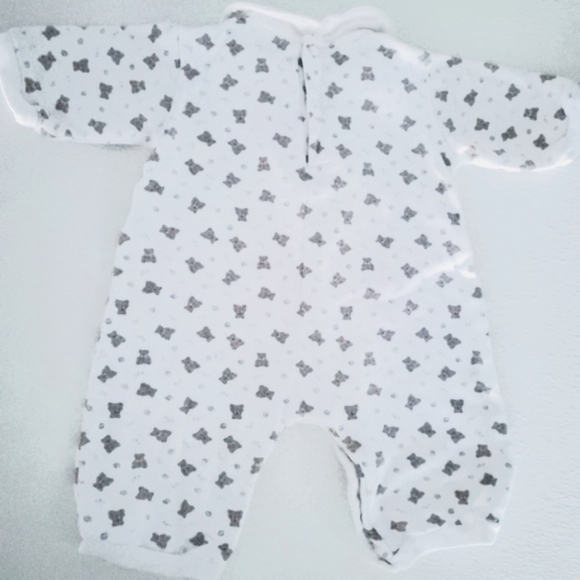 Vintage McBaby One-piece Jumpsuit White Teddy Bear Long-sleeve 0-3 Months - Picture 2 of 5